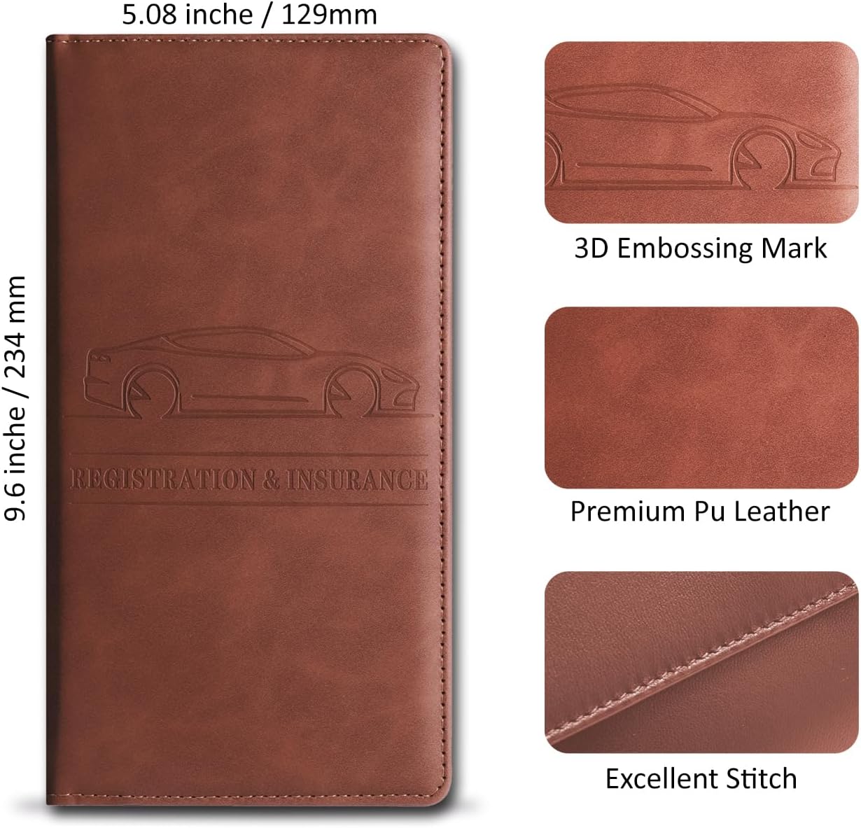 Car Accessories Registration and Insurance Holder,Leather Essential Card Magnetic Shut Vehicle Glove Box Organizer Case for Auto Driver License Document Truck Motorcycle Boat Men Women,Black