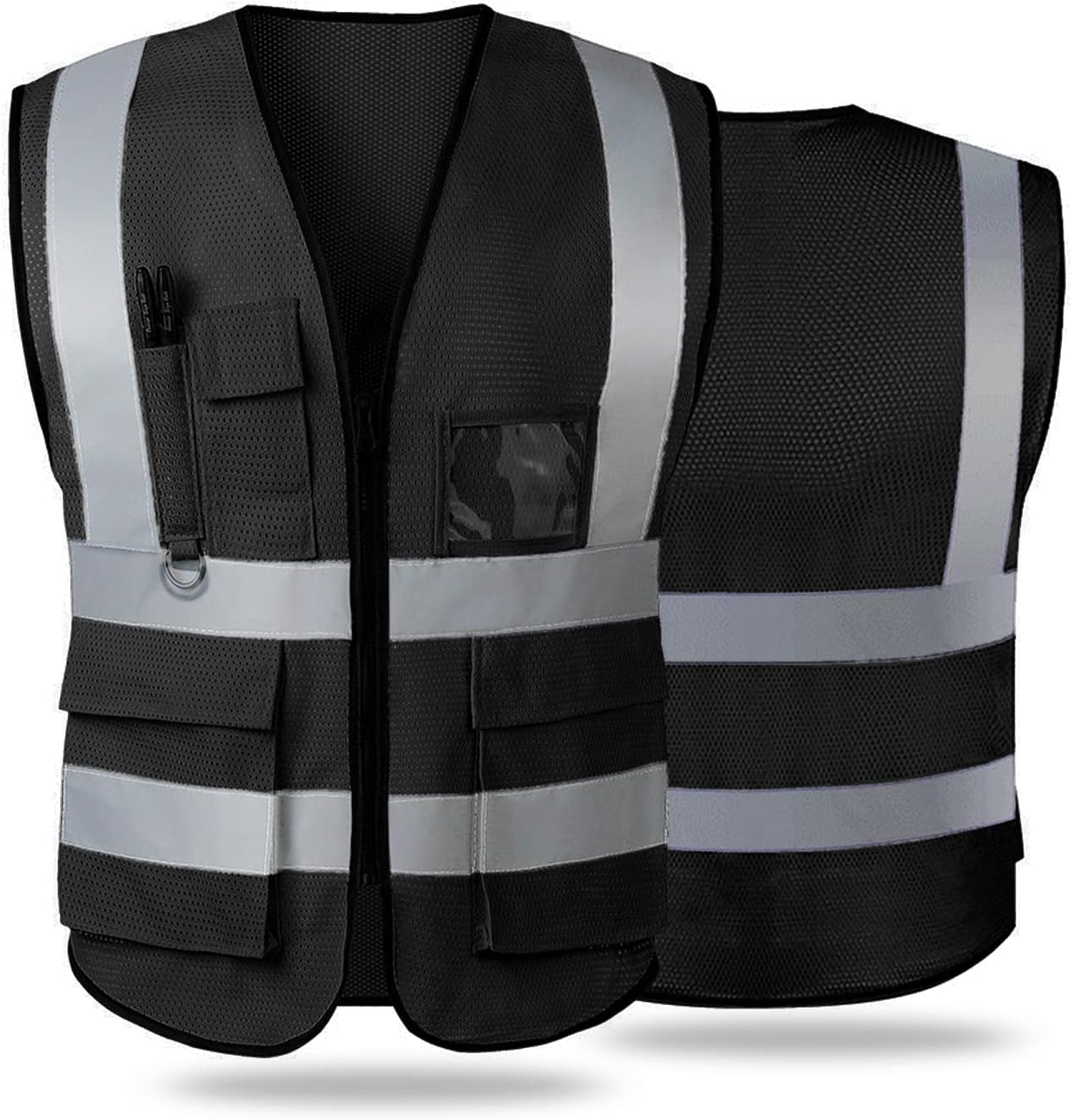Reflective Safety Vest for Women Men High Visibility Security With Pocket Zipper Front Meet ANSI/ISEA Standard