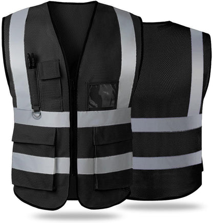 Reflective Safety Vest for Women Men High Visibility Security With Pocket Zipper Front Meet ANSI/ISEA Standard