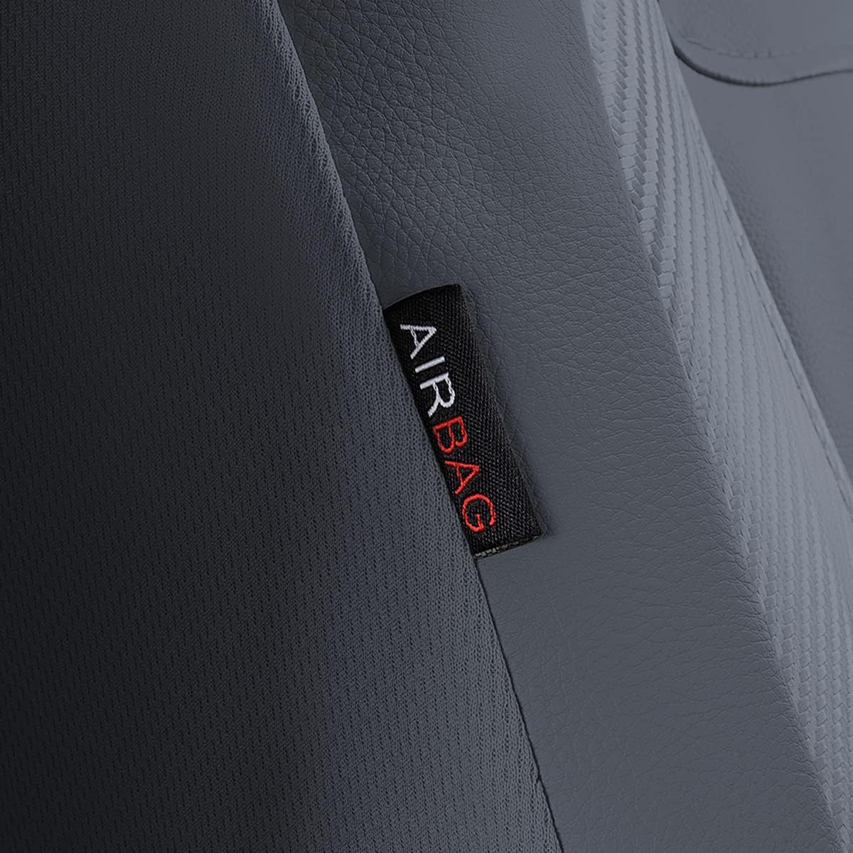 Flying Banner Carbon Fiber Leather Vehicle Seat Covers, Leopard Gray Black, Universal Fit - 8PCS