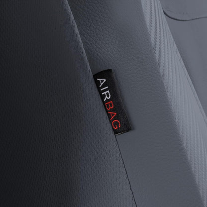 Flying Banner Carbon Fiber Leather Vehicle Seat Covers, Leopard Gray Black, Universal Fit - 8PCS