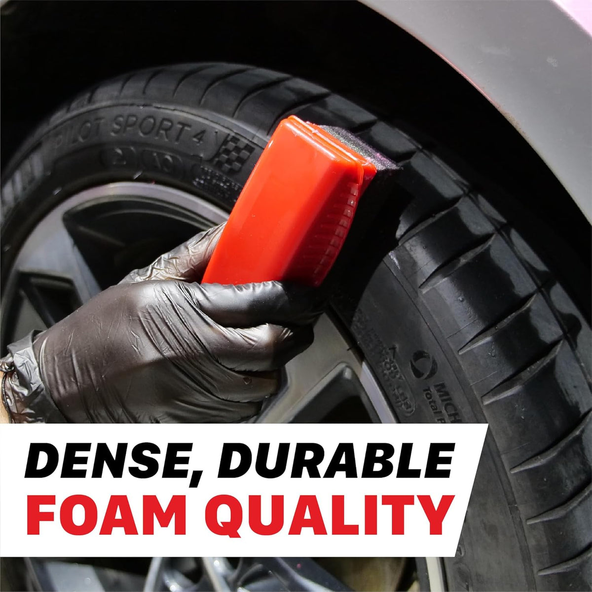 Maxshine Universal Tire Shine Applicator with Protective Cover – Dense Foam Pad with Ergonomic Grip – Mess-Free Tire Dressing Tool for Coating, Cleaning & Car Detailing – Auto, Boat & Marine Detailing