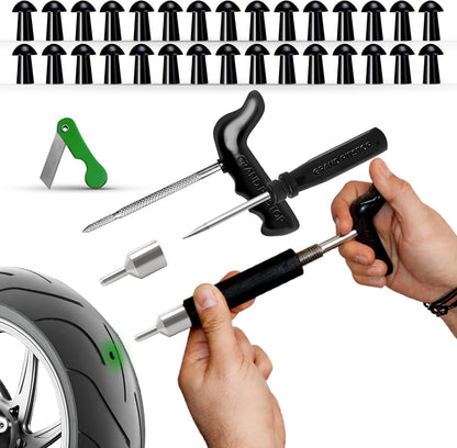 GRAND PITSTOP 20 Pcs Tubeless Tire Puncture Repair Kit with Mushroom Plug for Tyre Punctures and Flats on Cars, Motorcycles, ATV, Trucks & Tractors (15 Mushroom Plugs)