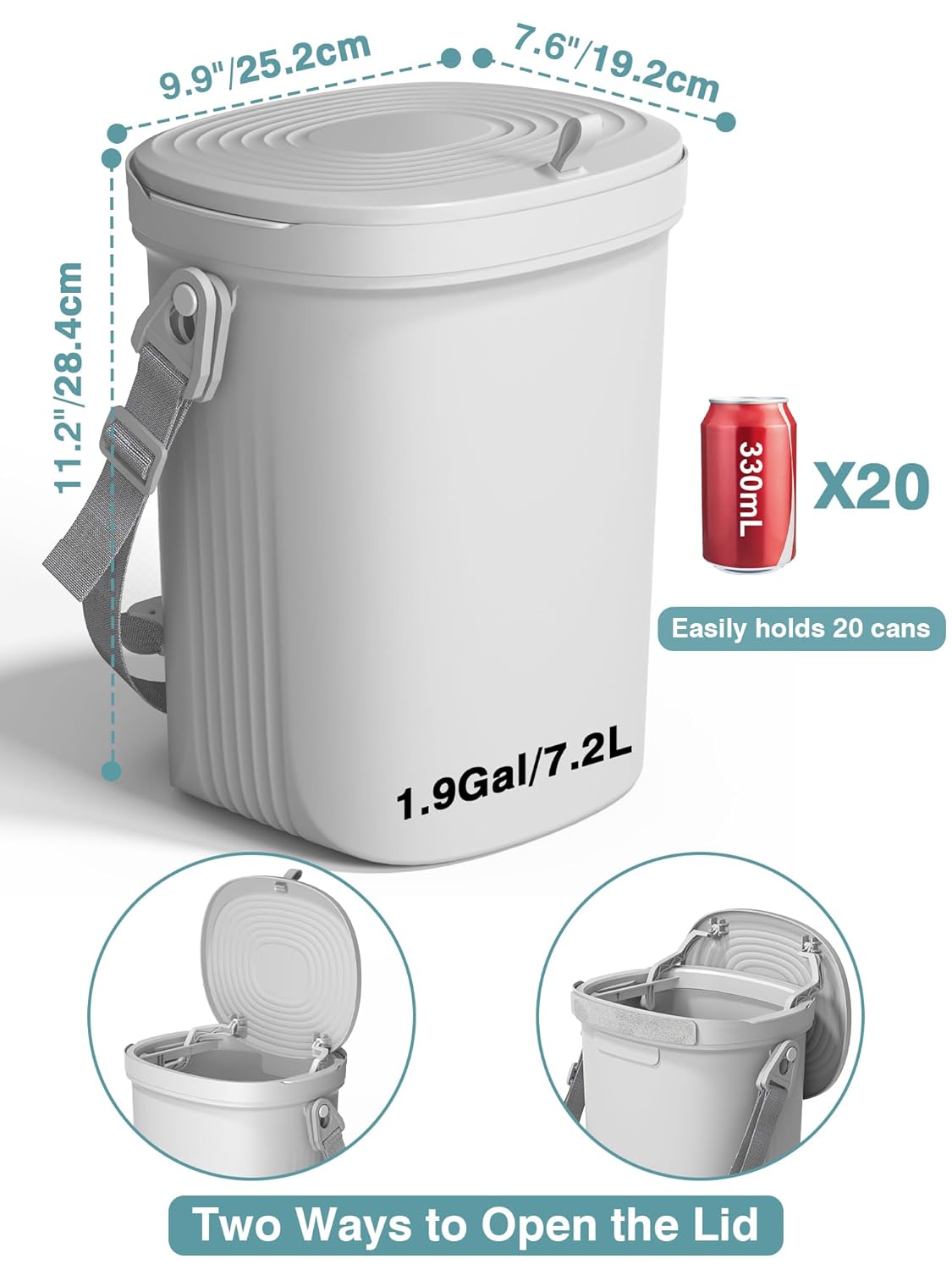Garoopion Leakproof Car Trash Can, 1.9 Gallon Soft Silicone Hanging Garbage Can with Lid, Easy to Clean Vehicle Trash Bin, Suitable for Sedans, SUVs, MPVs & Trucks