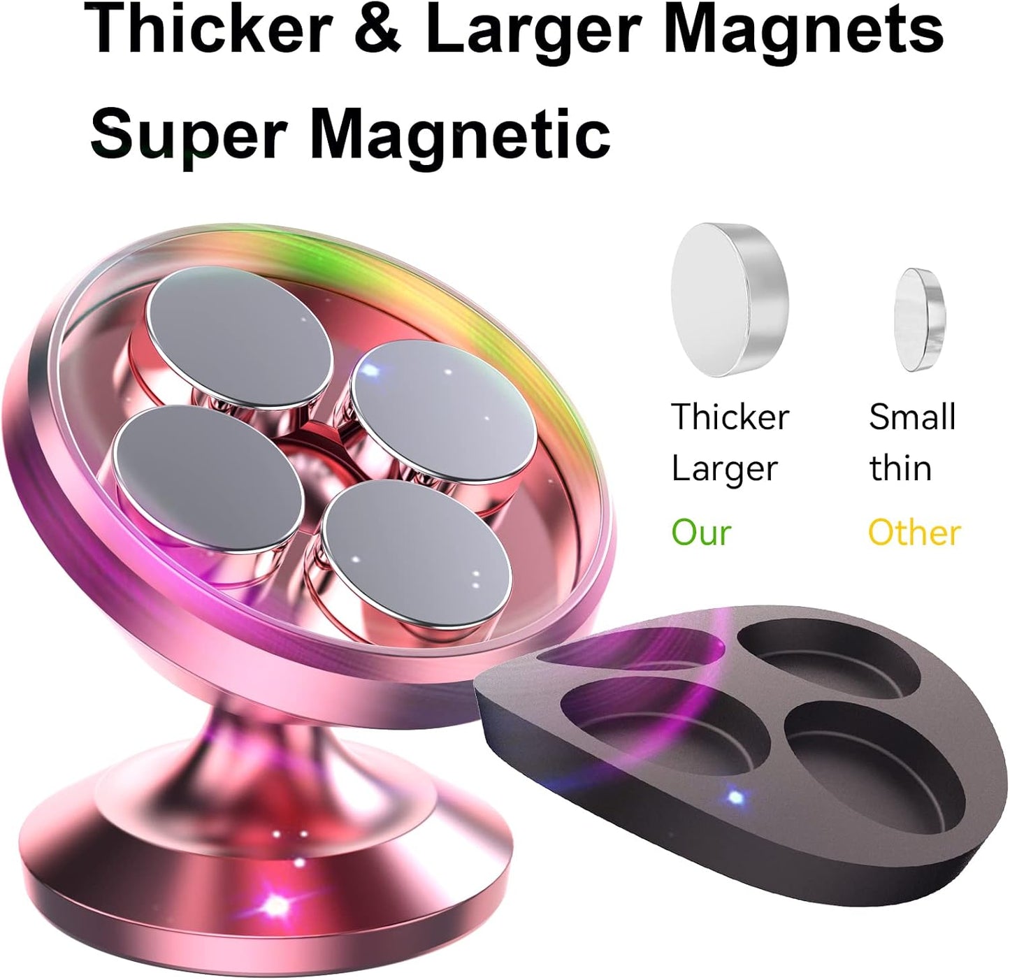 Coolpow【2 Packs Magnetic Phone Holder for Car【Strong Magnet】 Phone Holders for Your Car Phone Holder Mount【4 Metal Plate】 Universal Car Accessories for Women Men for iPhone Samsung Speakerphones
