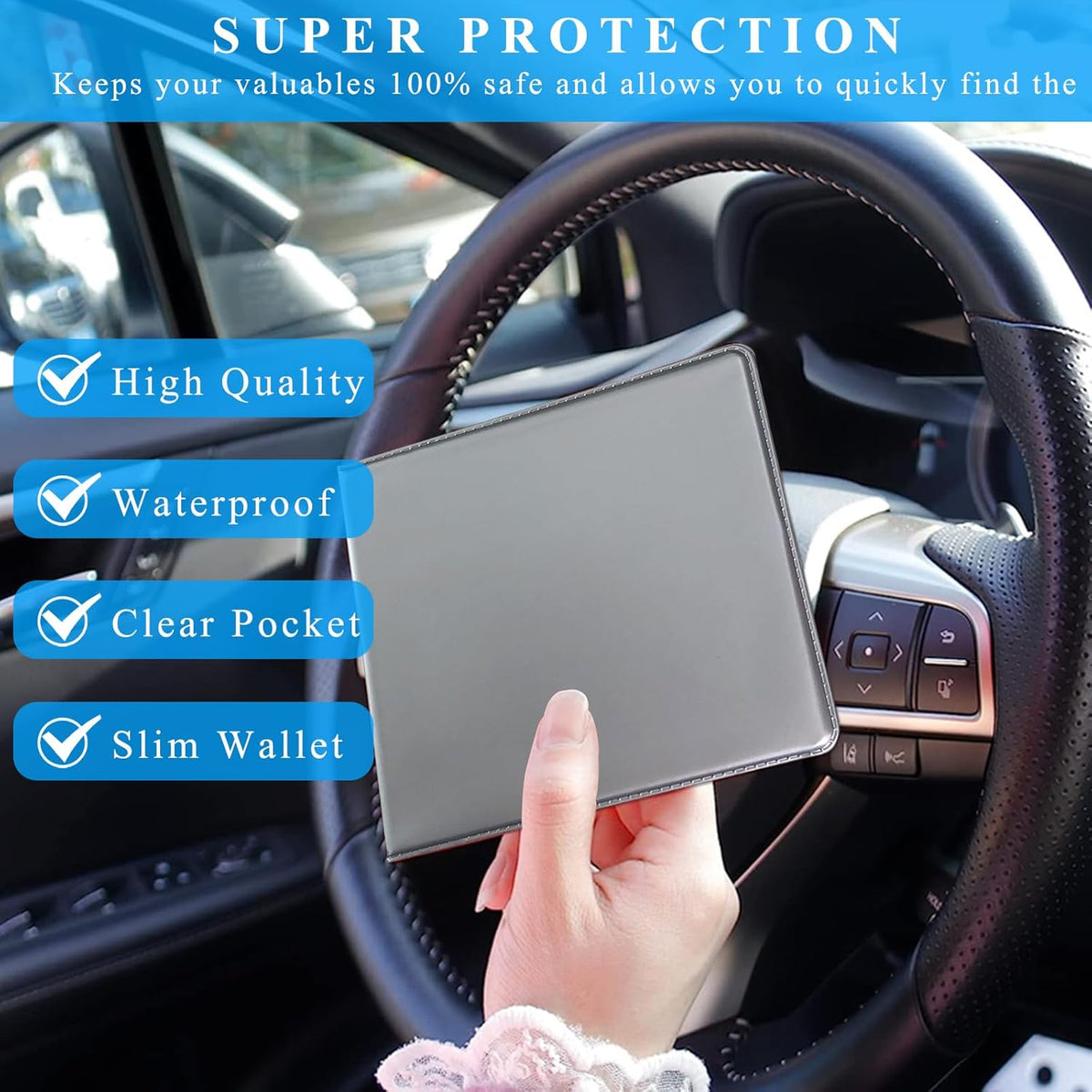 Kewucn 1 PC Car Registration Insurance Holder, Essential Auto Card Glove Box Organizer, Vehicle Interior Accessories Perfect for Most Car, Truck, SUV (10.55''×4.8'', Pink)