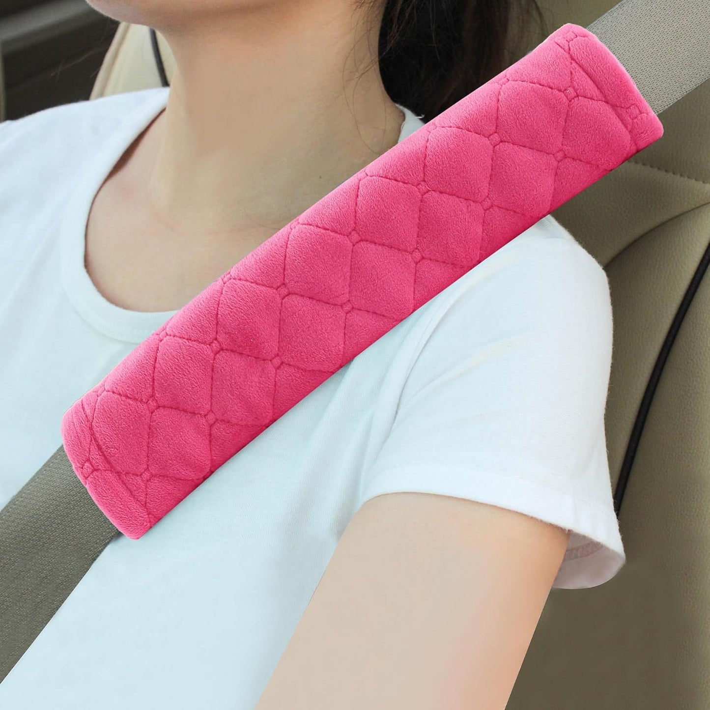 Amooca Soft Auto Seat Belt Cover Seatbelt Shoulder Pad 2 PCS for a More Comfortable Driving Compatible with All Cars and Backpack Black