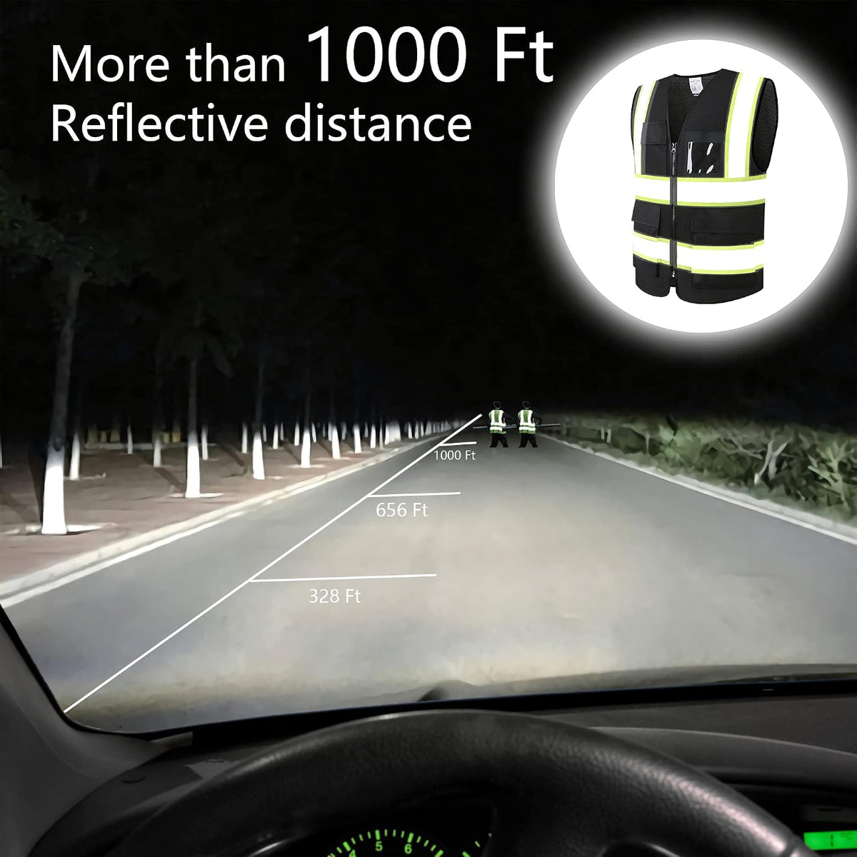 Reflective High Visibility Safety Vest for Men Women with Pockets Zipper Front Meets ANSI/ISEA Standards