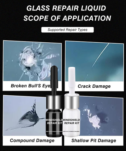 Windshield Repair Kit for Chips and Cracks – Windshield Chip Repair Kit & Windshield Crack Repair Kit – 2 Bottles Glass Repair Liquid for Cracks – DIY Long-Lasting with Invisible Repairs