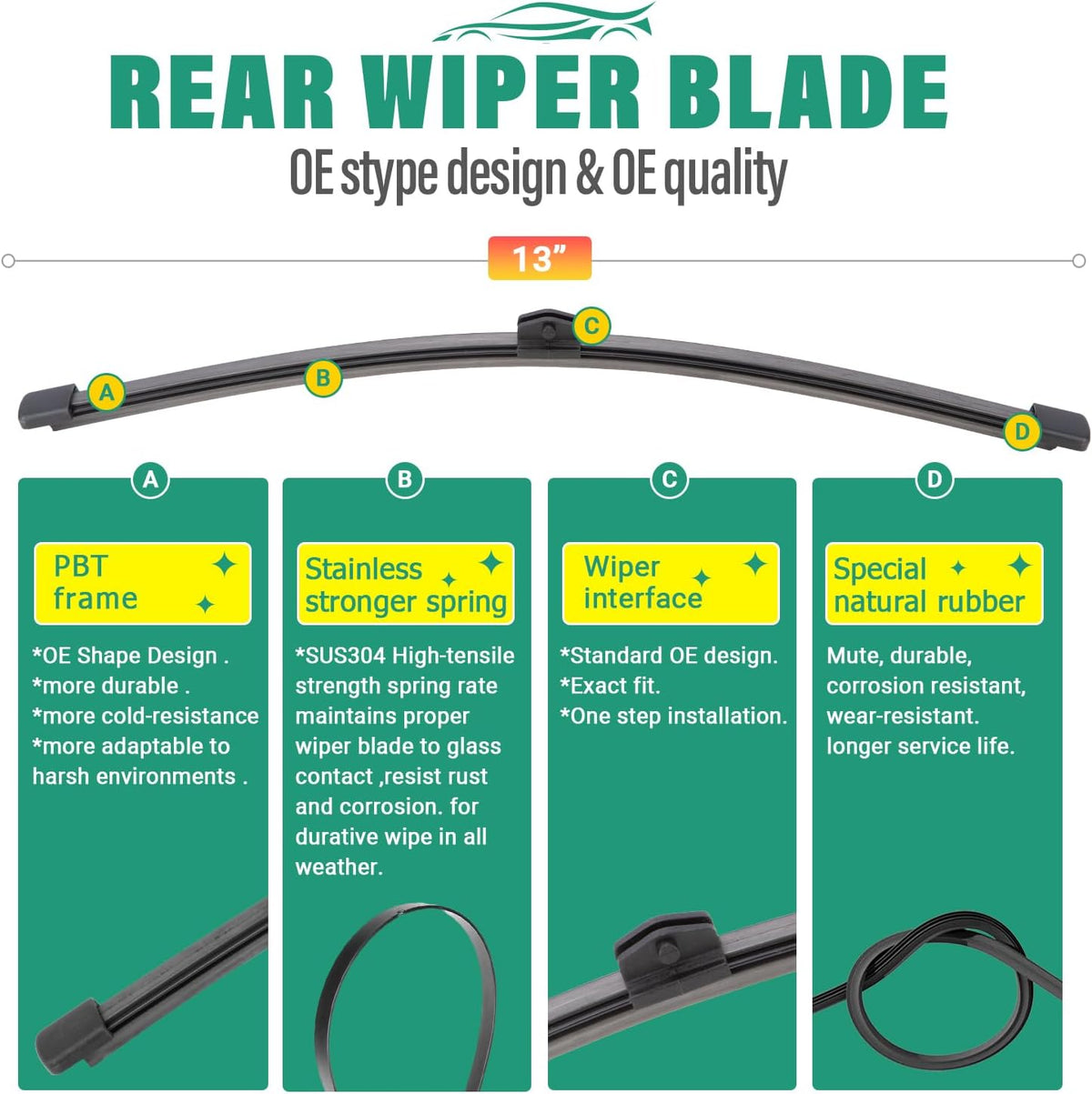 26" 16" 11" Windshield Wiper Blades Replacement for Chevrolet Chevy Trax 2024 2025 2026 Premium All Weather Front Rear Wipers Set - OEM Quality (Pack of 3) - Colors E