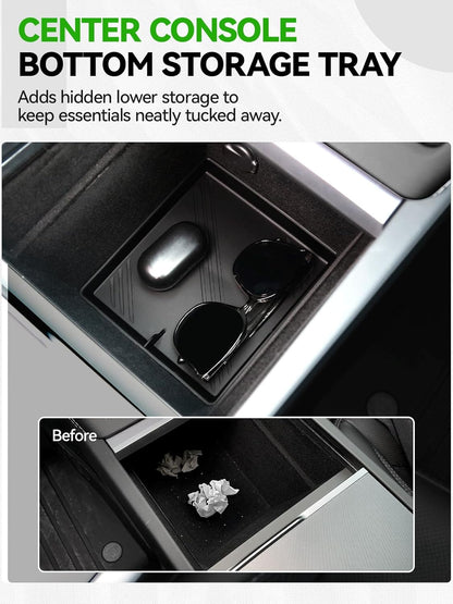 10PCS Center Console Organizer Tray for 2025 2026 Tesla Model Y Juniper Accessories, Under Seat Storage Armrest Hidden Storage Box Cup Holder Charger Pad for Tesla ModelY Juniper (Not fit Standard)