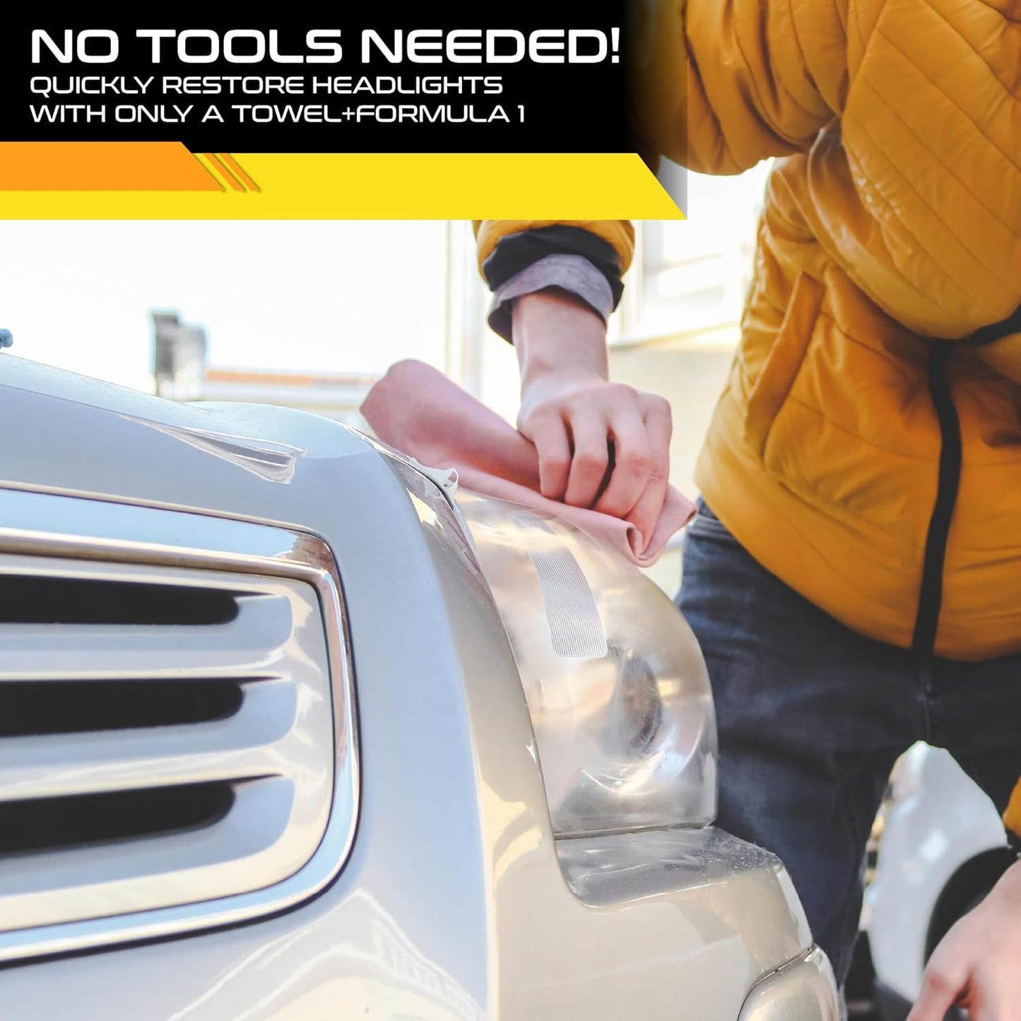Formula 1 Headlight Restorer & Sealant – One Step Polish to Clean & Renew Yellowed Headlights, Windscreens, or Exterior Plastics (8 oz.)