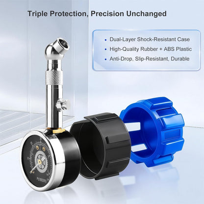 Tire Pressure Gauge 60 PSI/ 4BAR,Tire Gauges for Tire Pressure 1.5" Easy Read Glow Dial, Double Layer Protected Air Gauge 360° Swivel,Certified ANSI B40.1 Accurate for Bicycle,Car,SUV,Moto