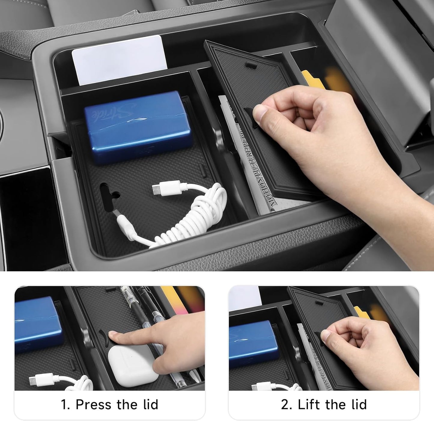 Glove Box Dividers Organizer Compatible with Toyota 2016-2020 2021 2022 2023 Tacoma Accessories Black ABS Material Center Console Organizer