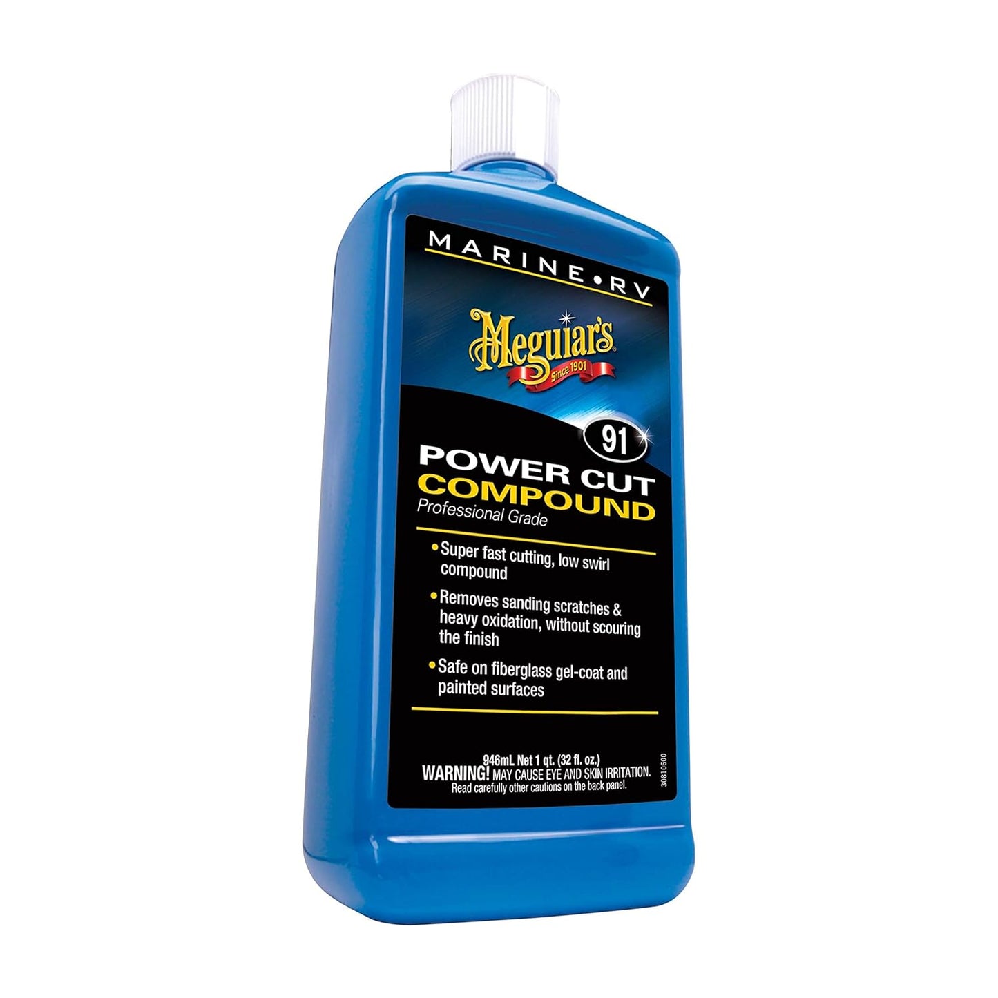 Meguiar's M6732 Marine/RV One Step Compound, Remove Oxidation, Stains, Scratches, and Water Spots, Restore the Color and Shine of Fiberglass Gel Coat Finishes, 32 Oz Bottle