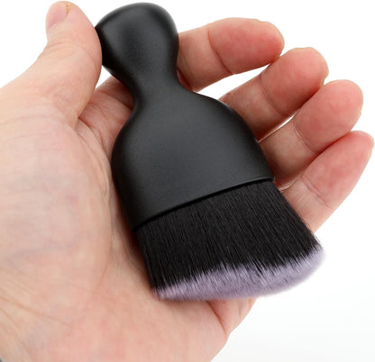 Car Detailing Brush, Soft Bristle Cleaning Brush, Scratch-Free Auto Duster Tool for Dashboard, Air Vents, Leather & Interior Cleaning (Black&Brown)
