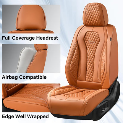 Coverado Seat Covers, Car Seat Covers Full Set, Black Car Seat Cover, Car Seat Covers Front Seats Back Seat Cover, Waterproof Car Seat Cushion, Leather Seat Covers Seat Protector Fit for Most Cars
