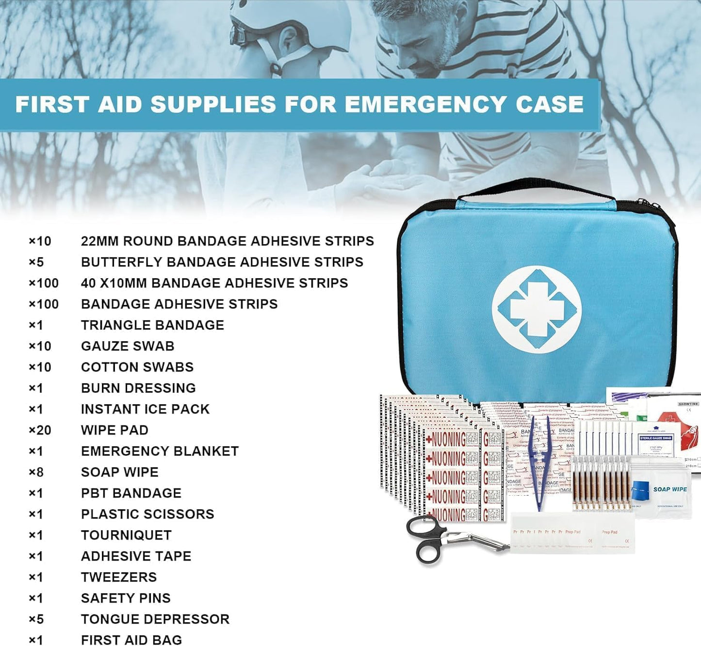 Travel-First Aid-Kit Car-Home 300PCS Survival-Kit Outdoor-Adventure - Small Portable Red Emergency Essential Sets Office Hiking Camping Business Public Must Have First Aid Gear Equipment 1st Aid