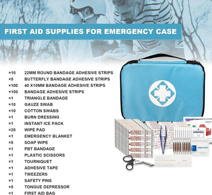Travel-First Aid-Kit Car-Home 300PCS Survival-Kit Outdoor-Adventure - Small Portable Red Emergency Essential Sets Office Hiking Camping Business Public Must Have First Aid Gear Equipment 1st Aid