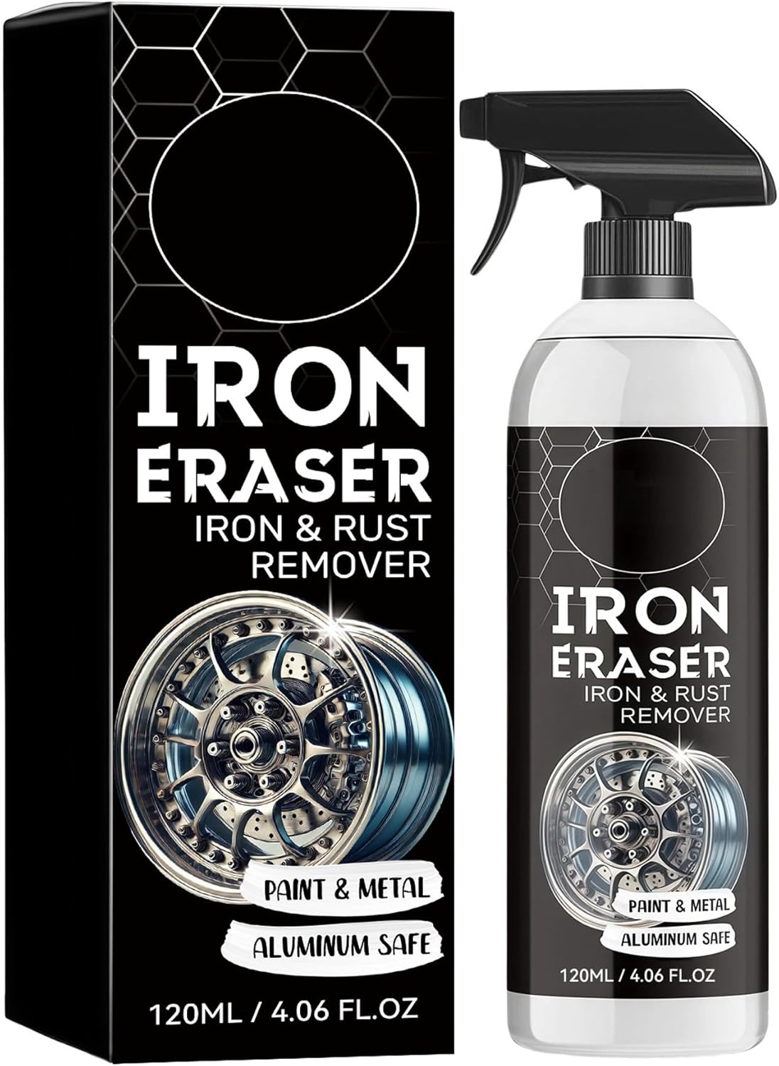 Iron Eraser Rust Remover Spray, Iron Powder Remover for Car Wheels, Paint and Automotive Surfaces, Fast Acting Automotive Surface Cleaner, 2 PCS (2 pcs)