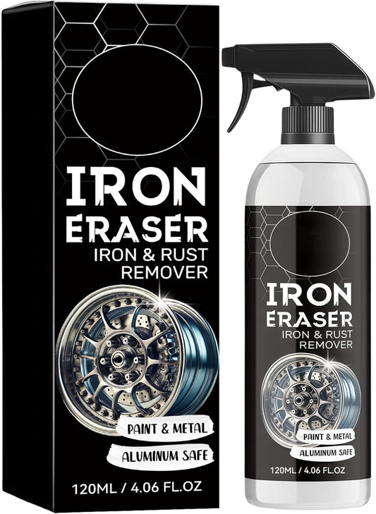 Iron Eraser Rust Remover Spray, Iron Powder Remover for Car Wheels, Paint and Automotive Surfaces, Fast Acting Automotive Surface Cleaner, 2 PCS (2 pcs)