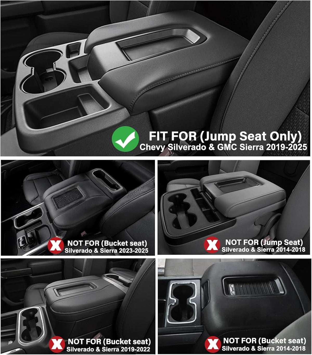 JKCOVER Center Console Hanging Organizer Box Compatible with 2019-2026 Chevy Silverado/GMC Sierra 1500 and 2020-2026 Chevrolet Silverado/Sierra 2500HD 3500HD Accessories(Split-Bench Folding Seat Only)