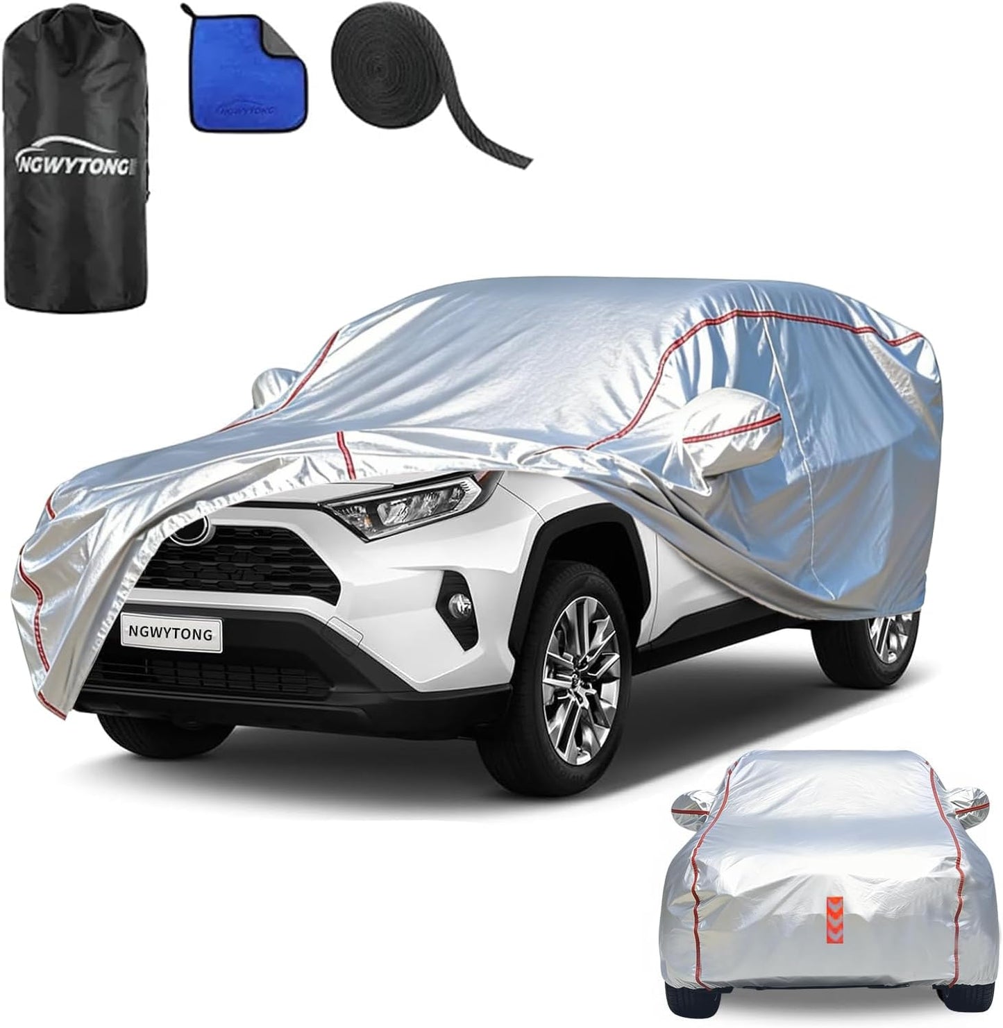 Car Cover for Sedan, Waterproof All Weather Heavy Duty, 360° Underbody Wrap Windproof Design, Quick Install Outdoor Vehicle Cover, Fits 186-193 in