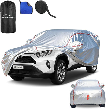 Car Cover for Sedan, Waterproof All Weather Heavy Duty, 360° Underbody Wrap Windproof Design, Quick Install Outdoor Vehicle Cover, Fits 186-193 in