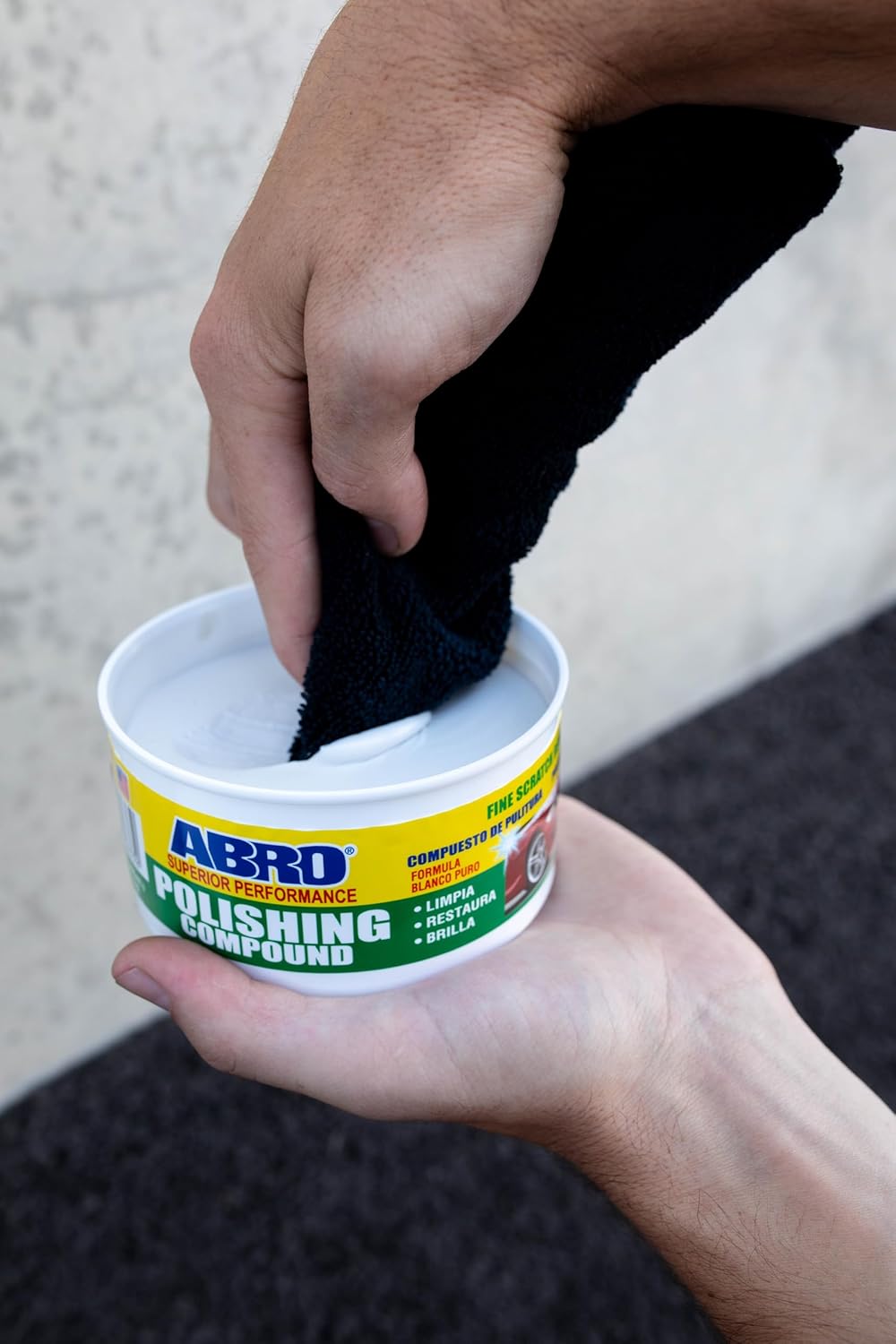 ABRO Polishing Compound 10 oz — Fine Cut Car Polish & Scratch Remover for Vehicles, Oxidized Paint, Swirl Marks, Scuffs, Dull Finish, Buffing & High-Gloss Auto Detailing