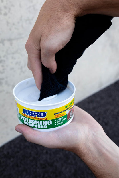 ABRO Polishing Compound 10 oz — Fine Cut Car Polish & Scratch Remover for Vehicles, Oxidized Paint, Swirl Marks, Scuffs, Dull Finish, Buffing & High-Gloss Auto Detailing