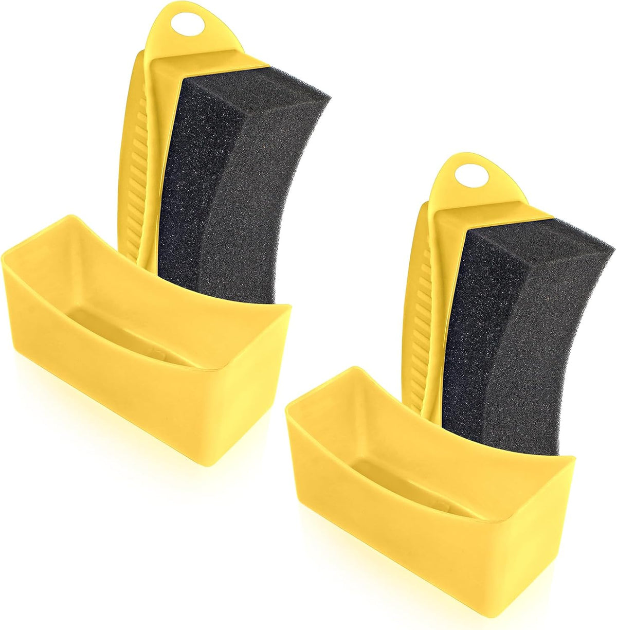 2Pcs Tire Dressing Applicators,Tire Shine Applicator Pads,Reusable Tire Dressing Sponge Pad Car Tire Applicator Pads with Lid for Car Glass, Painted Steel & Porcelain (Blue, Curved