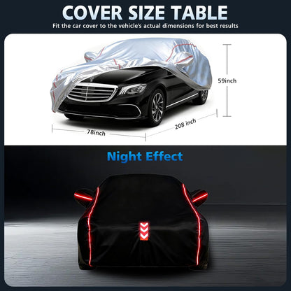 Car Cover for Sedan, Waterproof All Weather Heavy Duty, 360° Underbody Wrap Windproof Design, Quick Install Outdoor Vehicle Cover, Fits 186-193 in