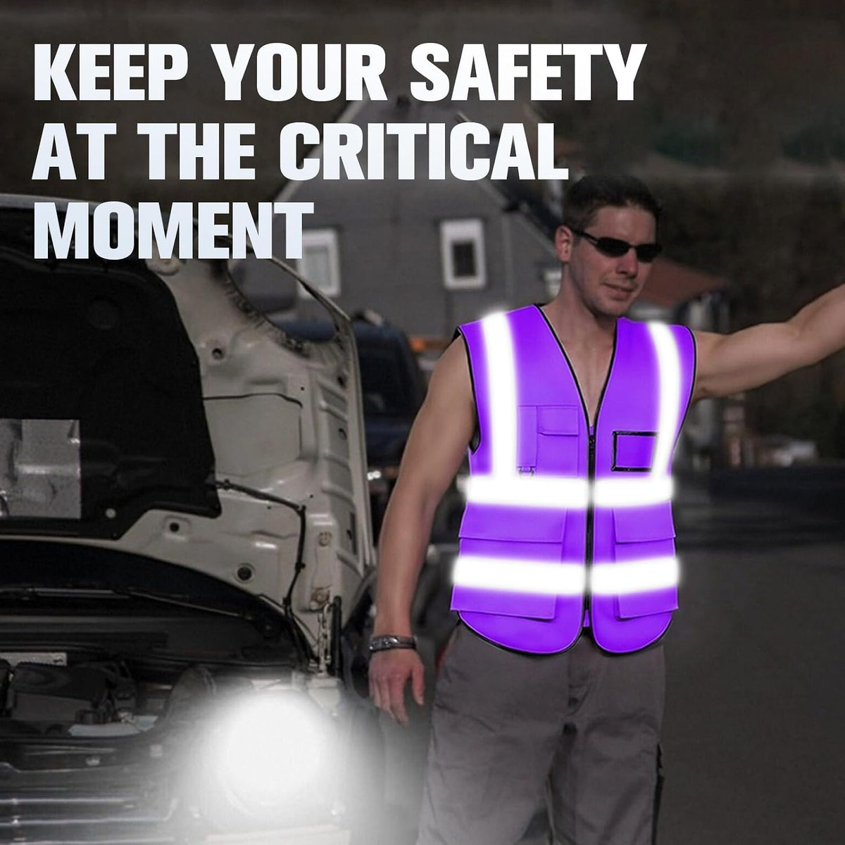 Safety Vests 20 Pack,Hi Vis Construction Vest with 5 Pockets and Zipper,Reflective Vest for Men Women Work One Size