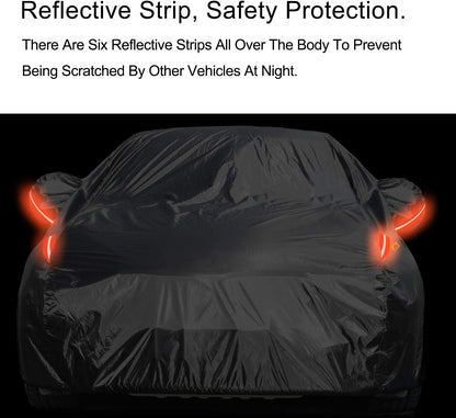 Full Car Covers for Sedan, Car Cover Waterproof All Weather Windproof Dustproof UV Protection Scratch Resistant Indoor Outdoor Univers