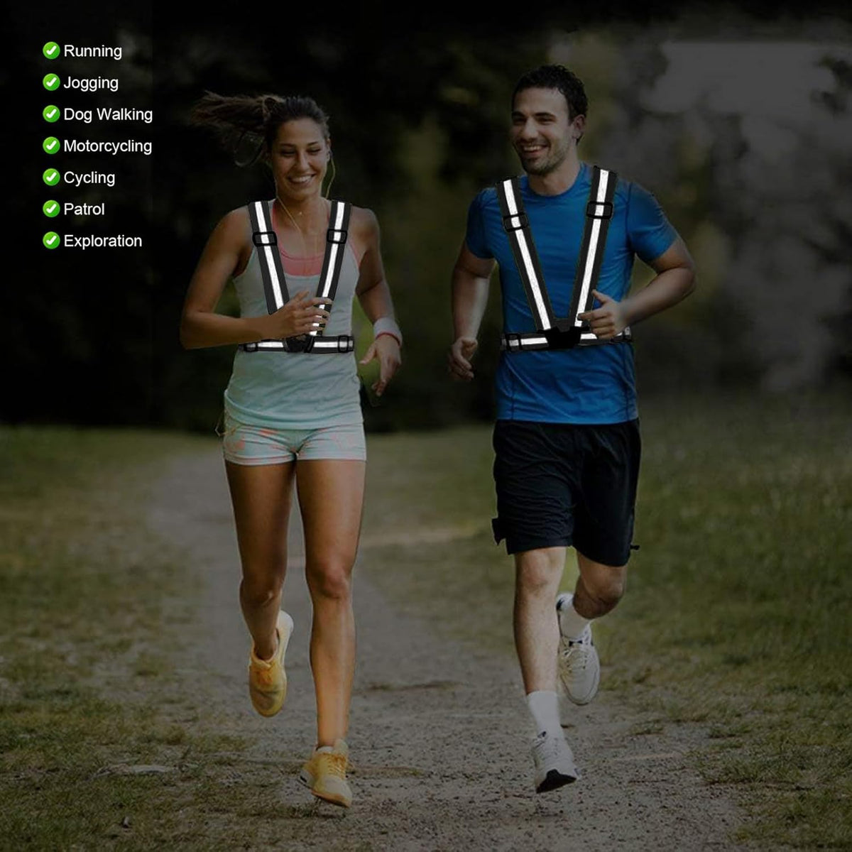 Reflective Vest Running Gear, 2Pack High Visible Safety VES for Cycling Jogging Running Walking, Adjustable for Men Women