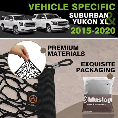 Muslogy Truck Bed Cargo Net Trunk Netting Compatible with 2023-2025 2026 Honda CR-V Accessories, Pickup Cargo Organizer SUV Sedan Storage Net w/Heavy Duty Carabiners - Colors B