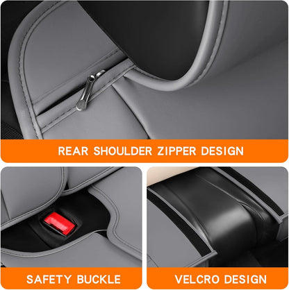 MINGBRON Car Seat Cover Full Set, Leather Car Seat Cover, Waterproof Seat Covers, Car Seat Cushion, Nappa Leather Seat Covers Car Seat Protector Universal Fit Most Cars Black