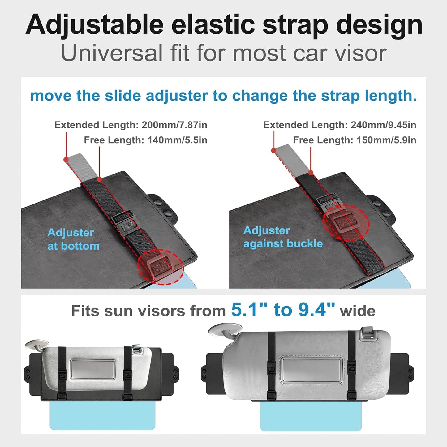 Veharvim Sun Visor Extender for Car (Polarized, UV400, PC Lens, 2 Side Sunshade), Car Visor Extender Sun Blocker, Visor Extender Attachment, Anti-Glare for Safe Driving
