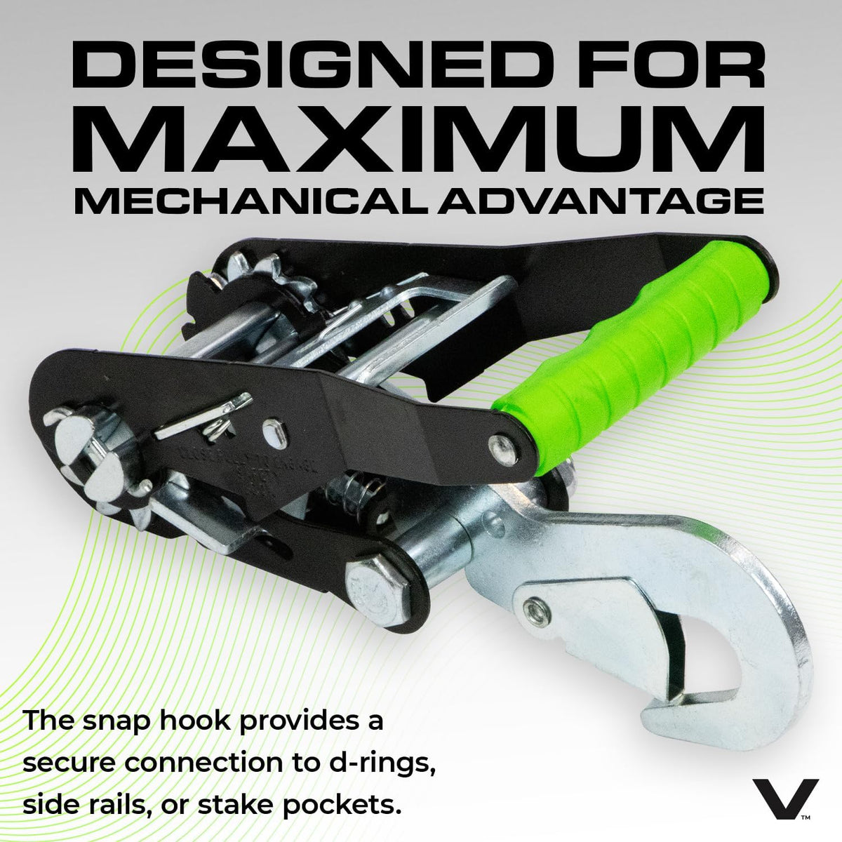 VULCAN Car Tie Down with Flat Hooks - Lasso Style - 2 Inch x 96 Inch - 4 Pack - Silver Series - 3,300 Pound Safe Working Load