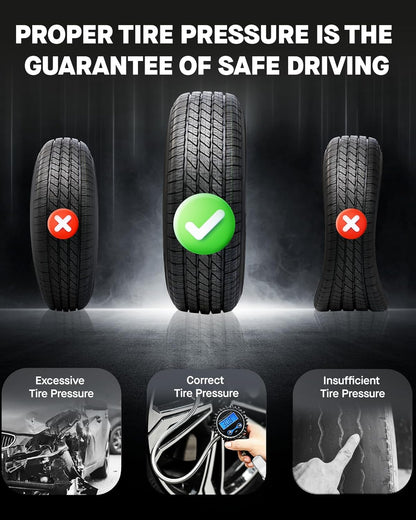 Tire Pressure Gauge - (0-60 PSI) Heavy Duty, Certified ANSI Accurate with Large 2 Inch Easy to Read Glow Dial, Low - High Air Pressure Gauge. Tire Gauge for Car and Trucks Tires by Vondior