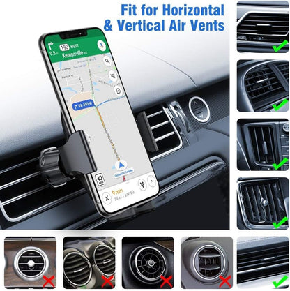 Miracase Phone Holders for Your Car with Metal Hook Clip, Air Vent Cell Phone Stand Car Mount, Universal Automobile Cradle for Garmin GPS Fit iPhone Android and All Smartphones, Dark Black