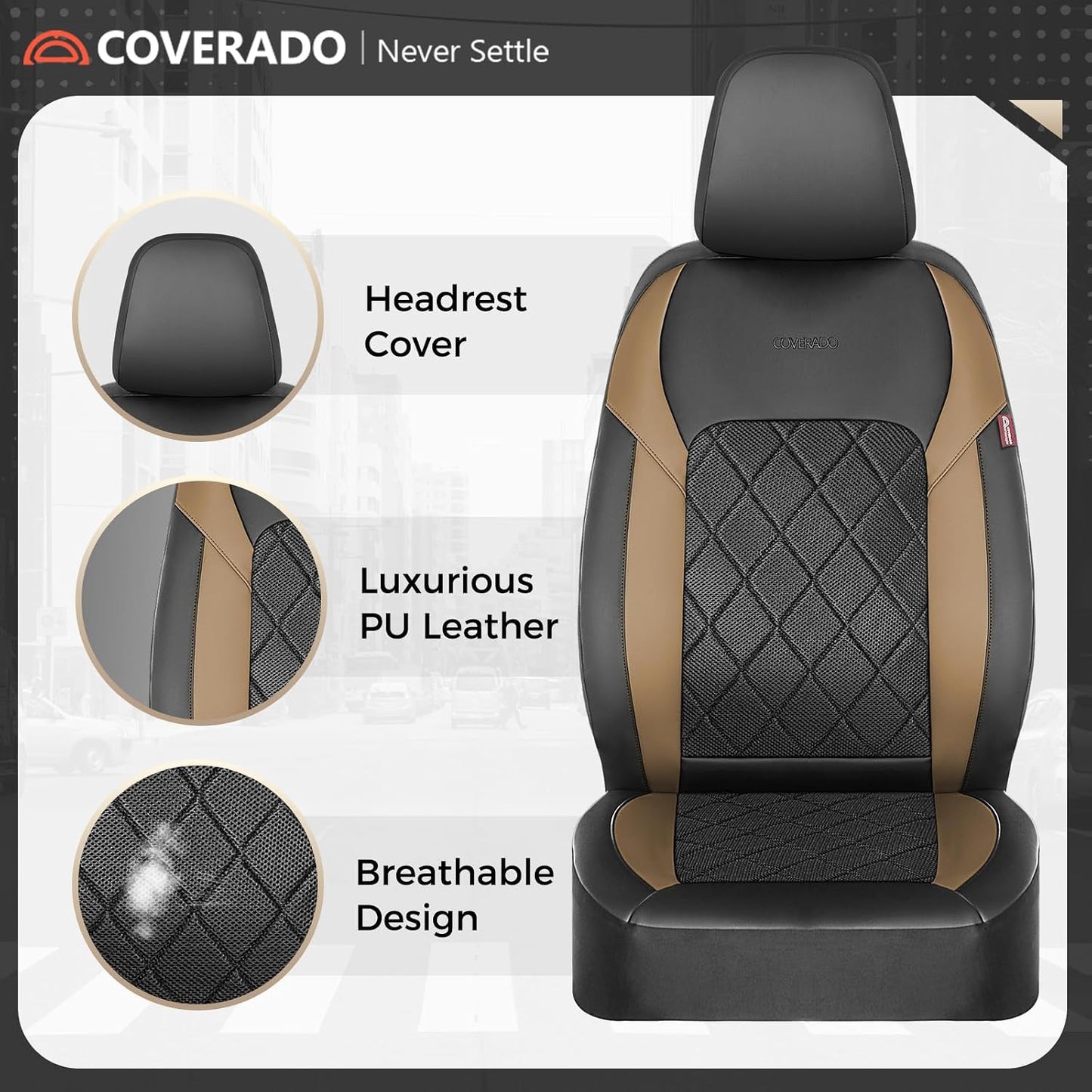 Coverado Car Seat Covers, Seat Covers Full Set, 5 Seats Automotive Seat Cover, Mesh Breathable Seat Protectors, Universal Fit for Most Cars