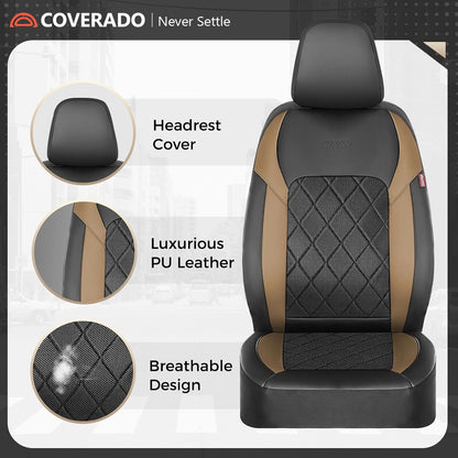 Coverado Car Seat Covers, Seat Covers Full Set, 5 Seats Automotive Seat Cover, Mesh Breathable Seat Protectors, Universal Fit for Most Cars