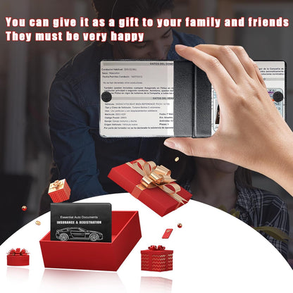 Ziciner Car Registration Insurance Holder, 2Pack Essential Auto Card Document Glove Box Organizer with Touch Fastener, Vehicle Interior Accessories Perfect for Most Car, Truck, SUV (Red/Small Car)