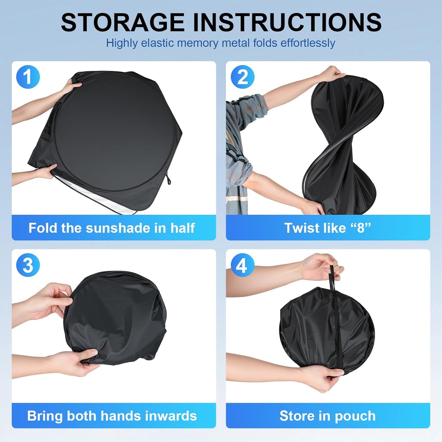JUSTTOP 300T Car Windshield Sun Shade, Universal Foldable Reflective Sun Shade with Storage Bag, Car Interior Accessories, Fit for Cars Trucks SUVs(63" L x 35" W)
