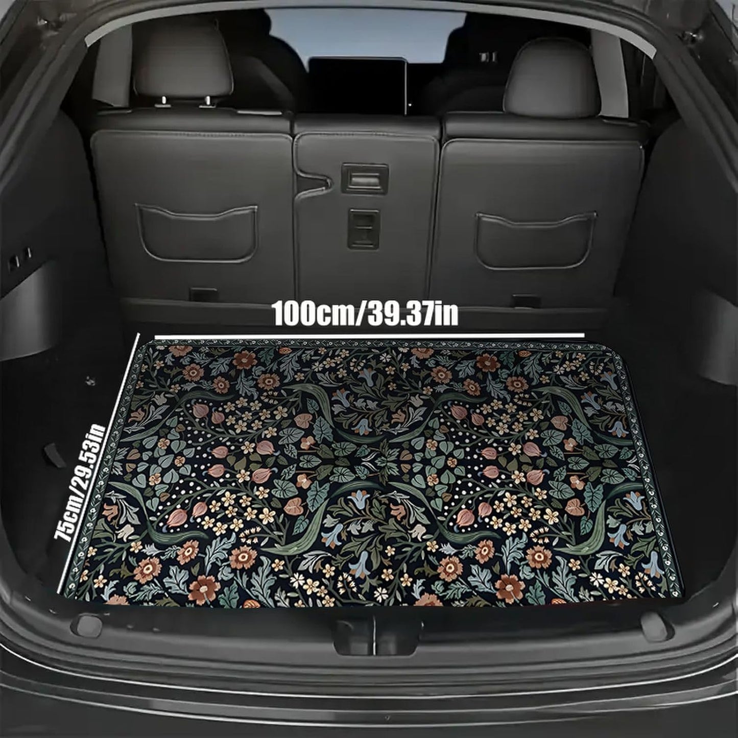 Universal Car Trunk Mat 29" x 39",Purple Colorful Flowers All Weather Trunk Protection Cargo Liner, Durable Cargo Mat Rear Trunk Liner,Stylish Vehicle Interior Accessories Suitable for Most Car Models