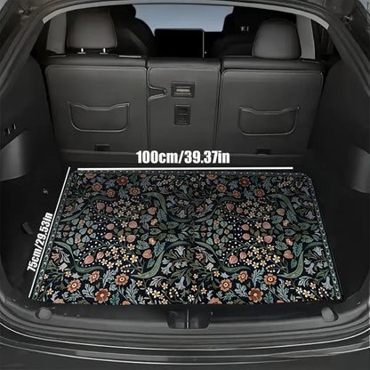 Universal Car Trunk Mat 29" x 39",Purple Colorful Flowers All Weather Trunk Protection Cargo Liner, Durable Cargo Mat Rear Trunk Liner,Stylish Vehicle Interior Accessories Suitable for Most Car Models