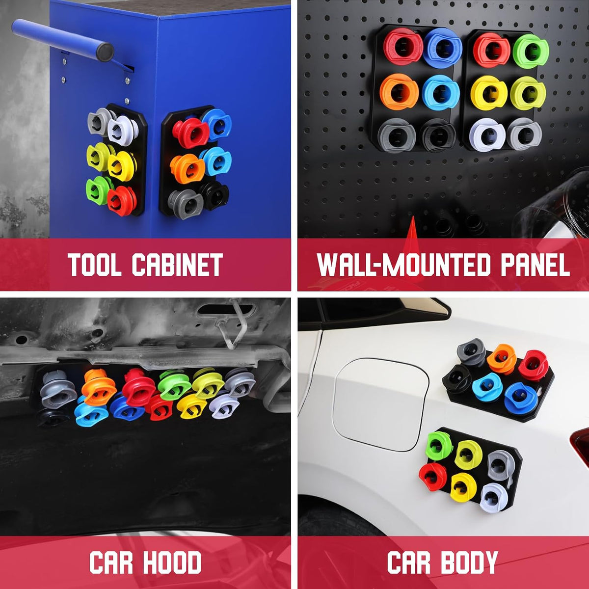 18-Piece Engine Oil Funnel Kit, 1.59QT/1.5L Automotive Oil Funnel Set with 12 Adapters, Elbow Fitting, Arrow Screen and Magnetic Storage Hooks Tray, Compatible with GM, Ford, BMW, Audi, Land Rover Etc