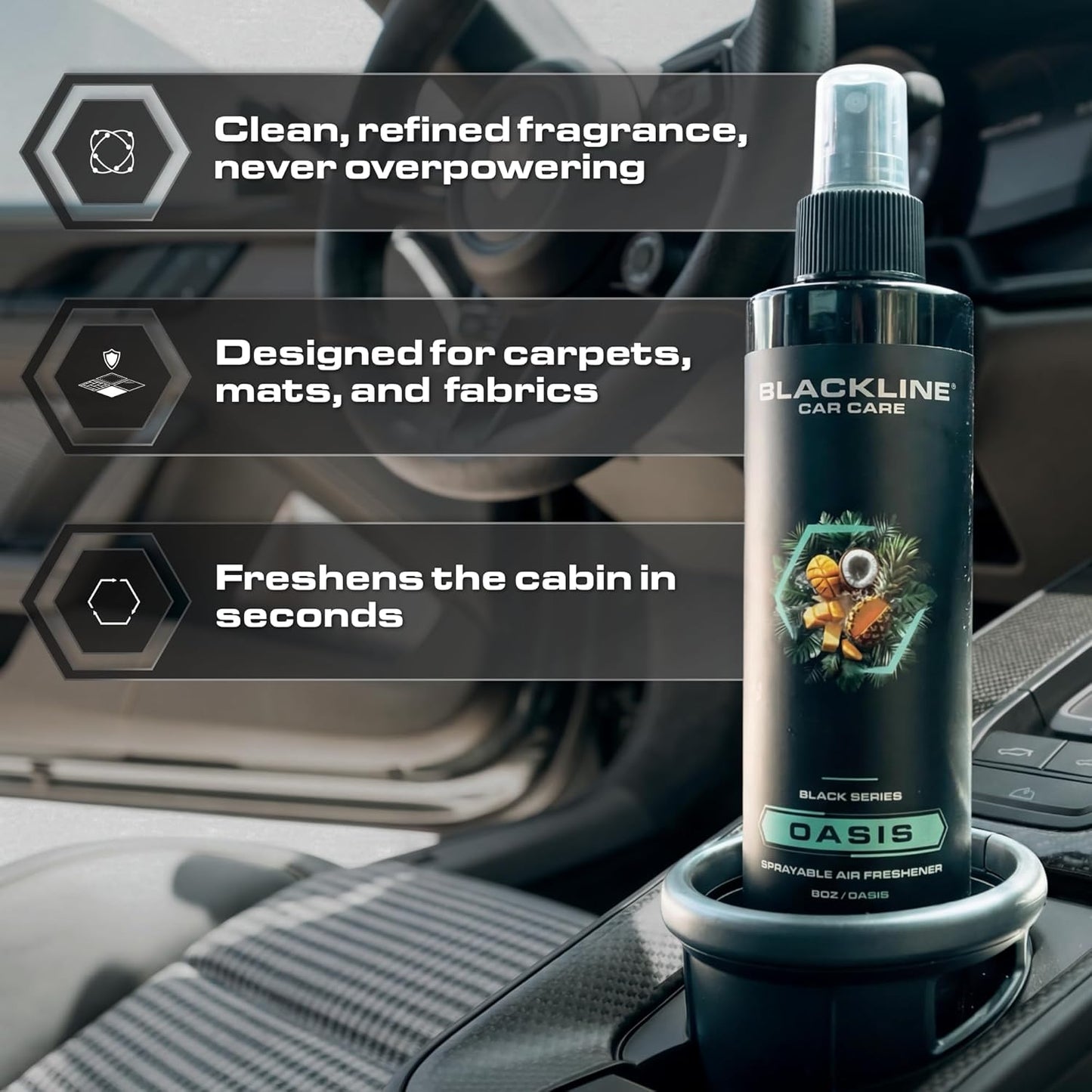 Blackline Car Care - Ocean Breeze Car Air Freshener Spray, Premium Odor Eliminator for Cars, Trucks, RVs, SUV, or Home Use - 8 fl OZ - Air Freshener - Ocean Breeze Spray
