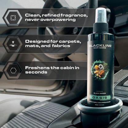 Blackline Car Care - Ocean Breeze Car Air Freshener Spray, Premium Odor Eliminator for Cars, Trucks, RVs, SUV, or Home Use - 8 fl OZ - Air Freshener - Ocean Breeze Spray